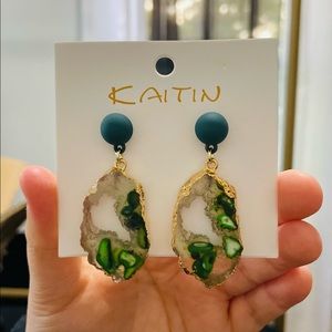 Faux Emerald Crystal Earrings